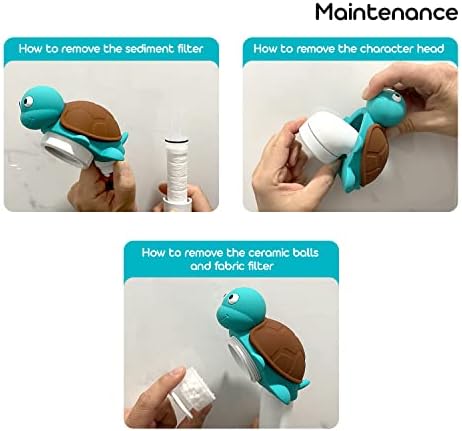 Barumi Livo Handheld Filtered Showerhead for Kids with PVC Hose & Shower Head Holder - Turtle/Turquoise - Image 4