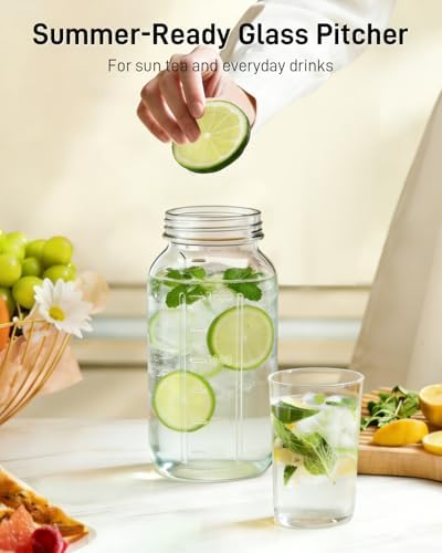 64 oz Mason Jar Pitcher, Glass Pitcher with Lid for Sun Tea & Iced Tea - Image 6