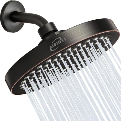 6" Rain Shower Head & 6" Shower Arm, Luxe Oil Rubbed Bronze Finish by AISINYI