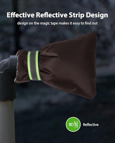 Outdoor Faucet Covers for Winter Freeze Protection, Kanosan 8.3"H X 6.7"W Thickened Reflective Outside Spigots Covers Hose Bib Insulated Sock for Winter Cold Weather, 4 Pack Brown - Image 3