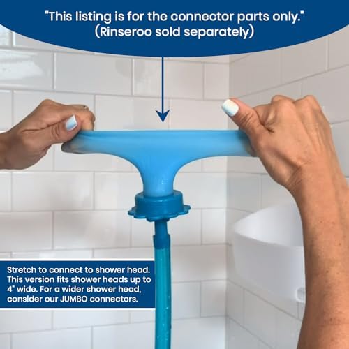 Rinseroo Bundle | Slip-On, No-Install Shower Hose (6 Foot) and Replacement Hose Connectors (3 pack) for Shower Cleaning, Babies, and Hair - Fits Showerheads/Sinks up to 4" - Image 7
