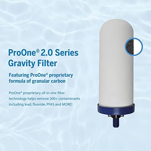 ProOne Big+ Gravity Water Filter System High Capacity Countertop Stainless Steel Water Filter Dispenser IAPMO Certified to Reduce Lead, Total PFAS, Microplastics, Chlorine Taste & Odor, 3 Pack Filter - Image 5