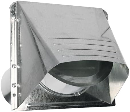 Deflecto Dryer Vent, Wide Mouth Galvanized Vent Hood with Pipe, Silver, 4” (GVH4NR) , GRAY - Image 5