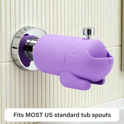 mandoo Faucet Extender for Toddlers, Bath Spout Cover for Baby, Bathtub Faucet Cover for Baby, Toddler Bath Silicone Shower Toys,Head Protector for Kids Safety.（Pink+Brush） - Image 4