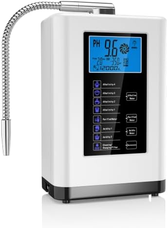 Alkaline Water Ionizer Machine, Water Machine PH 4-10.5 for Alkaline & Acidic Water, 7 Titanium Plates, Up to -500mV ORP, 8,000L Filter, 7 Water Settings, Auto-Cleaning, Intelligent Voice by EnjoyhealthierdayswithCuretyshydrogenwater