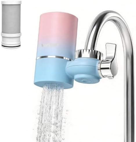 Vortopt T1 Faucet Water Filter System, 400 Gallons, Pink-Blue Gradient by Vortopt