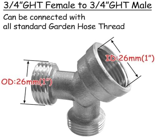 Uenede Nickel-plated Brass Splitter 3/4" GHT Y Connector, 2PCS - Image 2