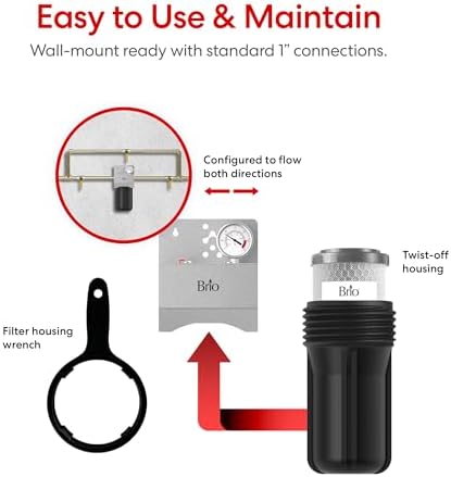 Brio Whole House Water Filter System w/Gauge & Fast-Flow CTO Carbon Block Filter (5 Micron) 4.5" x 10" | Improves Taste & Protects Home Appliances | 720 GPH | 50,000 Gallons or 6 Months - Image 7