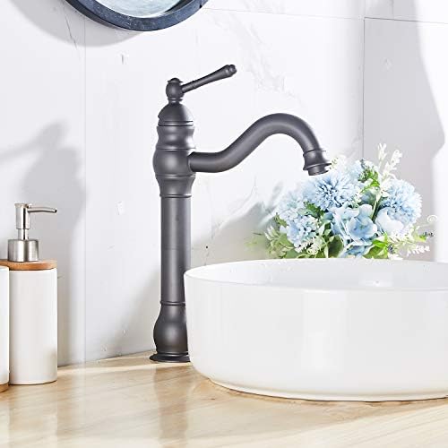 Bathroom Faucet 360° Swivel Single-Handle One Hole Bathroom Vessel Sink Faucet Matching Pop Up Drain Grey Farmhouse Bathroom Vanity Faucet - Image 5