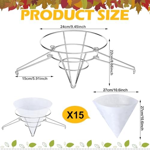 Tandefio 16 Pcs Maple Syrup Filter Set 1 Maple Syrup Filter 15 Cloth Filter Cones Deep Fryer Oil Filter Stand Non Woven Filter Cone Cooking Oil Filter for Maple Syrup Making and Oil - Image 2