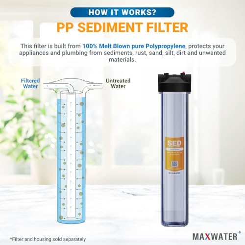 Max Water 5 Micron 20 x 2.5 Sediment Water Filter Cartridge Replacement Polypropylene Cartridge for Whole House Water Filtration/Water Softener Systems - 6 Pack - Image 5