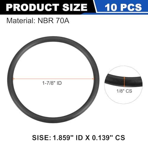 uxcell 10Pcs AS-225 NBR 70A O-Rings 1-7/8"ID x 1/8"CS/1.859"ID x 0.139"CS - Image 2