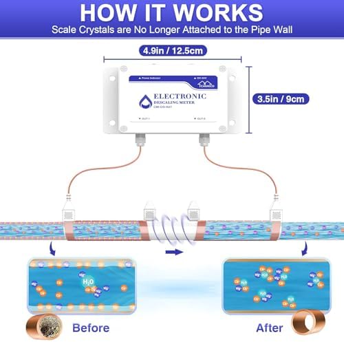 CAMECO Whole House Water Descaler System, Electronic Alternative Salt-Free Hard Water Conditioner, No Salt Water Softener, Limescale & Rust Removal, Reduces Hardness - Image 3