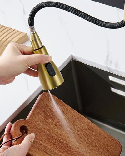 J-HVA Pull Down Kitchen Faucet Sprayer Head Replacement, Brushed Gold - Image 6