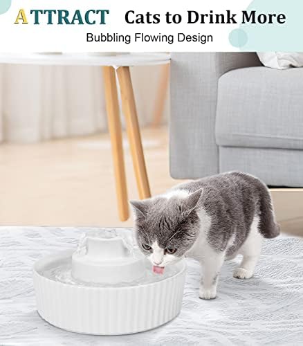 Ceramic Cat Water Fountain, Pet Ceramic Water Fountain Dispenser, 2.1 L Drinking Fountains Bowl for Cats and Dogs with Replacement Filters and Foam(White) - Image 4
