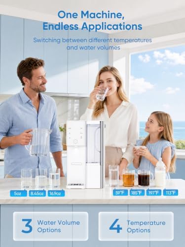 Reverse Osmosis Countertop Water Filter RO Water Filter Dispenser with Hot & Cold Water, TDS Display, 4:1 Pure to Drain Ratio, No Installation, 5.5L Tank for Home - Image 5