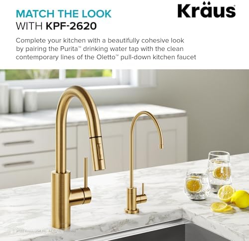KRAUS Purita 100% Lead-Free Kitchen Water Filter Faucet in Brushed Brass, FF-100BB - Image 7