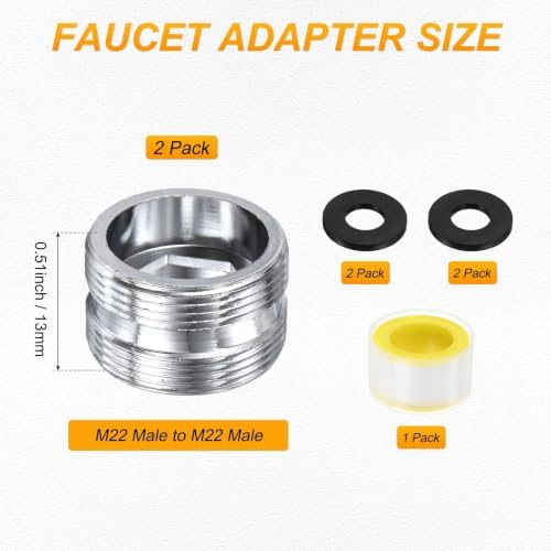 M METERXITY 2-Pack Faucet Adapter, M22 Male to M22 Male, for Kitchen - Image 3