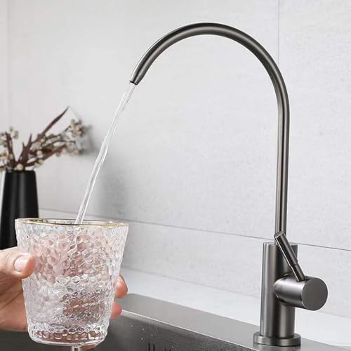 Stainless Steel Kitchen Sink Water Filter Drinking Swan Neck Tap Single Cooling Plating,Gray - Image 5