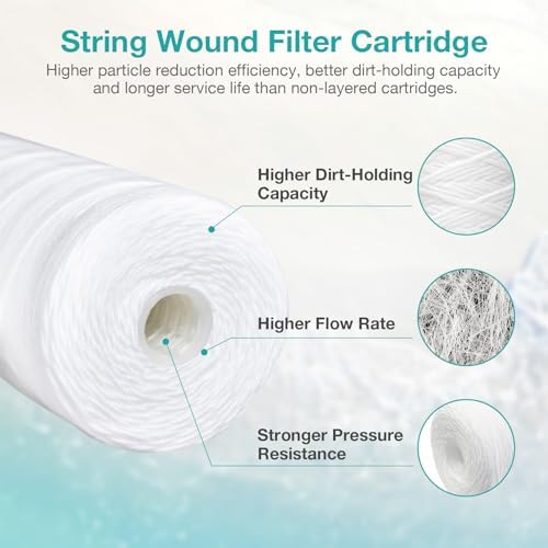 SimPure DB10C-2KDF 2-Stage Water Filters with Extra String Wound Sediment Replacement Filter Cartridges - Image 4