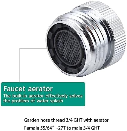 Ceaeso Faucet To Garden Hose Adapter With Aerator,Sink Faucet To Garden Hose Adapter For Bathroom/Kitchen,3/4" GHT Thread Chrome Finished… - Image 4
