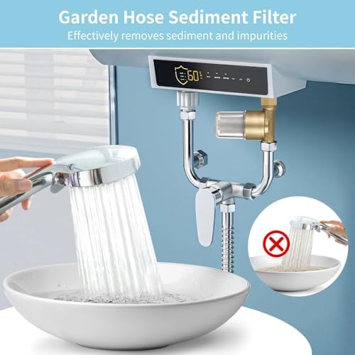 Inline Garden Hose Water Filter, for Washing Machine, Electric Water Heater, Shower, 3.7 X 3.3 X 2.0 in, Sediment Removal, Anti Clogging - Image 3