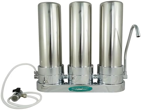 Smart Countertop Water Filter System | Crystal Quest (Triple, Stainless Steel) by CrystalQuest