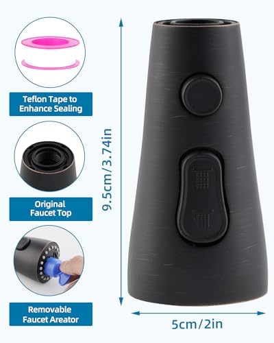 Stainless Faucet Head Replacement, 3 Modes 15 Adapters, Oil Rubbed Bronze - Image 6