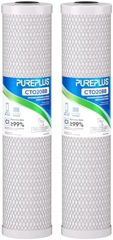 PUREPLUS 5 Micron 20"x4.5" Whole House Activated Carbon Water Filter, 2Pack by PUREPLUS