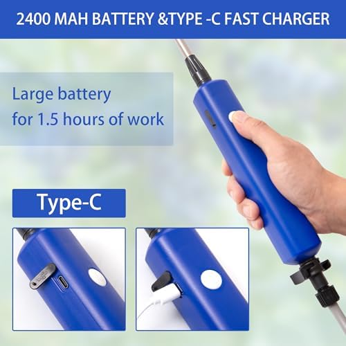 Electric Garden Sprayer, Portable Battery Powered Watering Wand, Rechargeable Plant Spray Mister with Telescopic Wand and 10ft Water Hose for Yard Lawn Weeds Plants,Type-C Charging, Blue - Image 3
