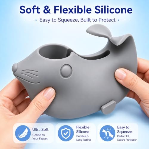 Soft Food Grade Silicone Baby Bath Set, Faucet Cover + Rinse Cup Toddlers - Image 5