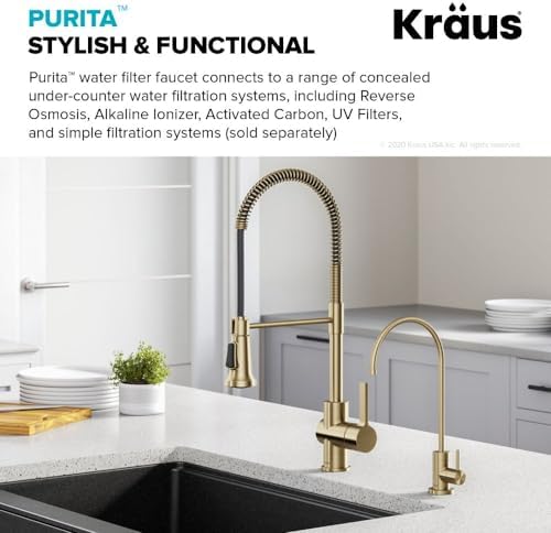 KRAUS Purita 100% Lead-Free Kitchen Water Filter Faucet in Spot Free Antique Champagne Bronze, FF-100SFACB - Image 2