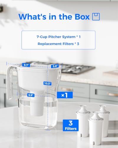 Waterdrop PT-11W 7-Cup Water Filter Pitcher with 3 Filters, White - Image 4