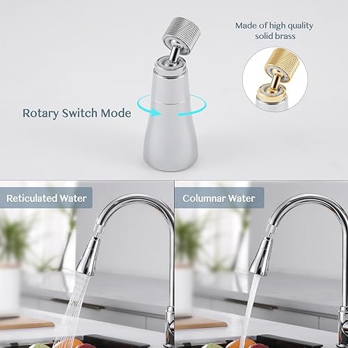 Kitchen Sink Faucet Sprayer Attachment - Movable Kitchen Tap Head 360° Rotatable Anti-Splash Sink Sprayer Facuet Nozzle Head Water Saving Faucet Aerator - 2 Modes Sprayer Chrome - Image 2