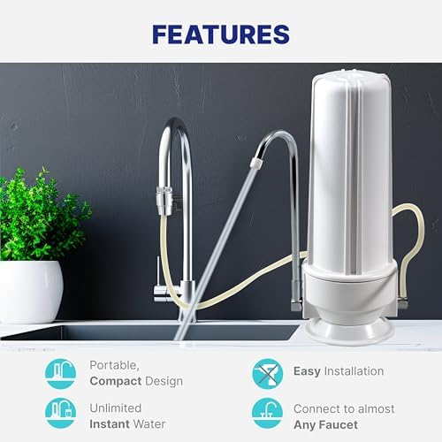 NU Aqua Countertop Water Filter System - 1 Stage with Chrome Sink Faucet - Image 3