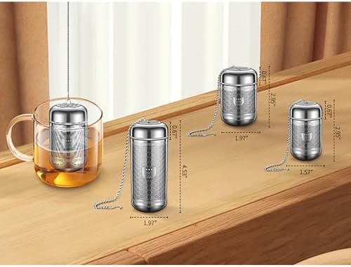 3 Pack 316 Stainless Steel Tea Infuser with Drip Tray, Extra Fine Mesh Tea Infusers for Loose Tea, Tea Strainer with Extended Chain Hook, Tea Steeper (3 Pack - Small + Medium + Large) - Image 2