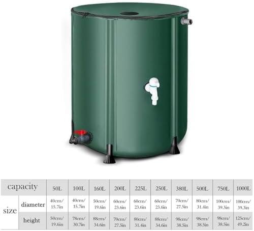 Rain Barrel, Foldable Rainwater Collection Tank with Filter Mesh,PVC Fluid Leak-Proof Portable Outdoor Water Storage Container for Garden Yard Downspout Water Harvesting(50L) - Image 2
