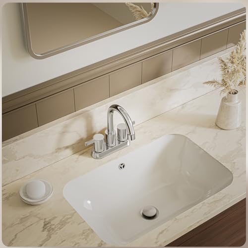 Phiestina Brushed Nickel 4 Inch 2 Handle Centerset Lead-Free Bathroom Sink Faucet, with Copper Pop Up Drain and Water Supply Lines,BF015-1-BN - Image 2
