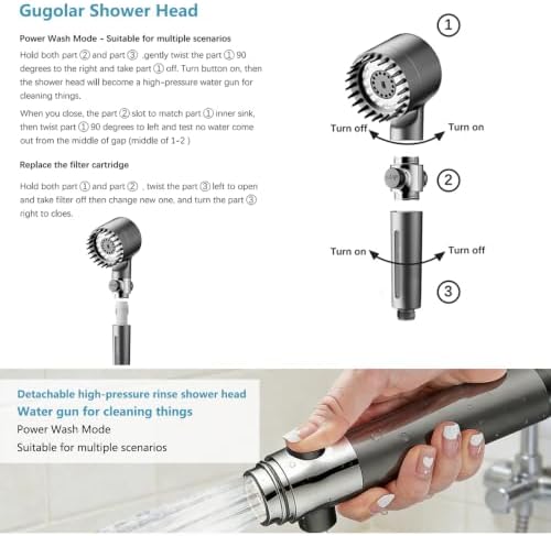 Filtered Shower Head with Handheld,High Pressure Ion Shower Head - Image 5