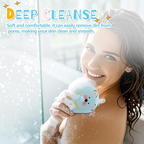 Baby and Kids Bath Loofah Sponge, Soft and Absorbent Toddler Exfoliating Body Scrubber Shower Loofa Sponge,Cute Pattern Design for Kids Baby Women Boys and Girl, 3 Pack (Bear/Dog/Cat) - Image 6