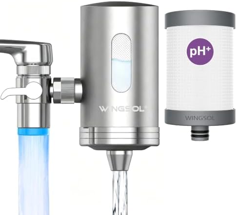 WINGSOL Visible Window Faucet Filter for Kitchen Sink, LED Temp. Indication, NSF/ANSI 42&53, 360° Rotating Tap Purifier Improve pH+ & Taste, Reduce Chlorine, Odor, Sediment by WINGSOL