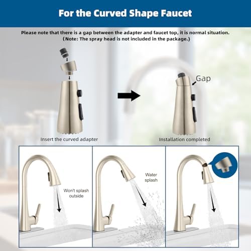 Hibbent 15 Pieces Pull Down Kitchen Faucet Head Adapter Kits with Curved Adapter, Multiple Sink Spray Head Adapters Compatible with Moen, American Standard, Delta, Kohler Faucets - Image 6