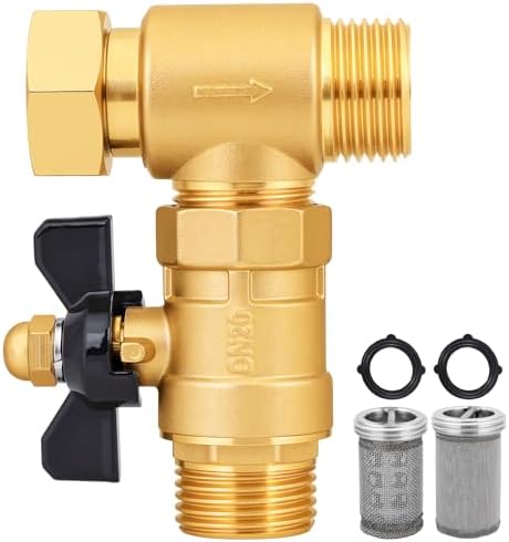 SIGURANTA Brass Inline Garden Hose Filter with Ball Valve Drain, 3/4" GHT, Replaceable 40 & 100 Mesh Screens, Sediment Filter for Outdoor Watering, Car Wash & RV Use(Set B1) by SIGURANTA