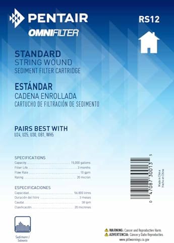 Pentair OMNIFilter RS12 Sediment Water Filter, 10-Inch, Standard Whole House String Wound Sediment Replacement Filter Cartridge, 10" x 2.5", 20 Micron, Pack of 4 - Image 3