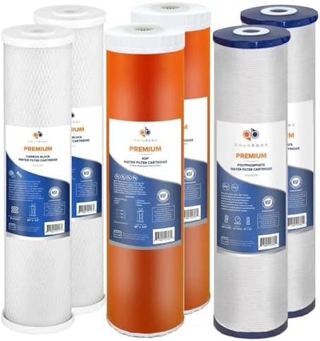 Aquaboon 5 Micron 20 x 4.5 Whole House Water Filter Replacement Cartridge Set: Anti-Scale, KDF, CTO for 3-Stage Water Filtration System 2 Pack by Aquaboon