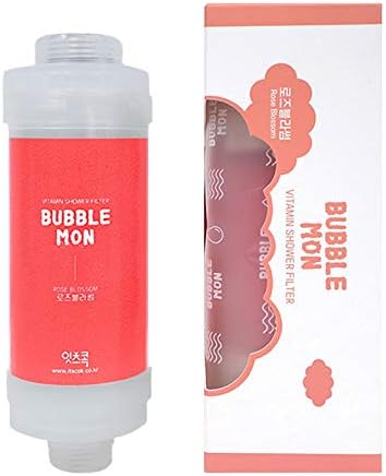 [Compatible for Any Shower Head] BUBBLEMON Vitamin C Shower Filter,Rose Scent,Made in Korea,Hard Water Softer,Chlorine Reduction,Aroma Therapy,Shower Head Filter for Skin and Hair,Easy Installation by BUBBLEMON