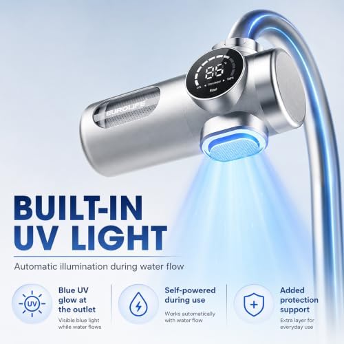 Combo Eurolife Faucet Mount Water Filter EL-LS-A15, LED Sink Water Filter with UV Light and Real Time Filter Life Indicator, Carbon Filter 8 Level fine Filtration, Extra More 2 Carbon Filter Included - Image 3