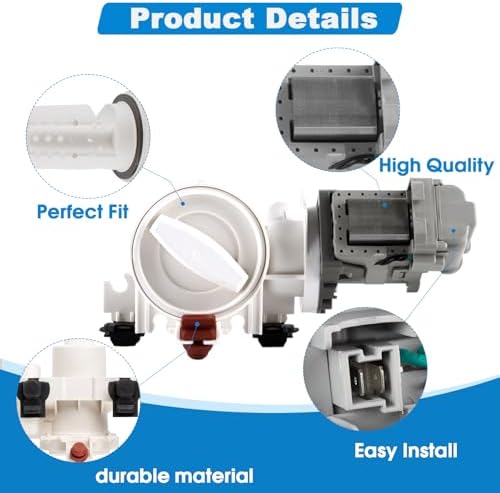 280187 8181684 Washer Drain Pump Filter（OEM）Compatible with Whirlpool Maytag Amana KitchenAid Kenmore Washing Machine, Replacement Part 285998 8181684 8182819 8182821 46197020148 461970201671 ect. - Image 4