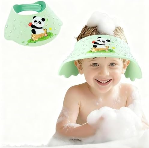 Baby Shower Cap Shield - Adjustable Waterproof Shower Visor for Kids, Soft Baby Hair Washing Shield with Ear Protection, Perfect for Toddlers & Children (giant panda) by GLOWLYSUN