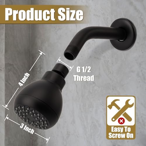 AISOSO Fixed Shower Head High Pressure 3 Inch Showerhead Matte Black - Image 2